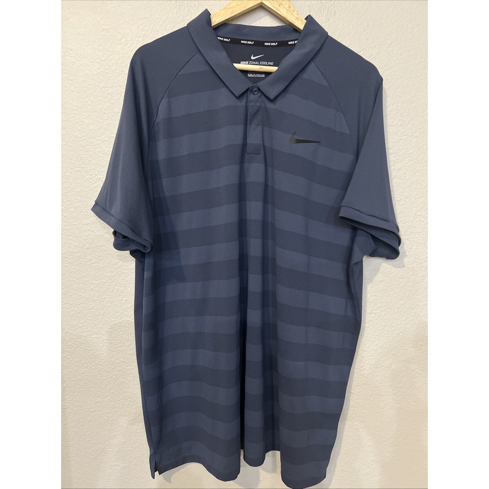 Nike Golf Polo Shirt THUNDER BLUE Zonal Cooling Performance Golf Casual 2XL